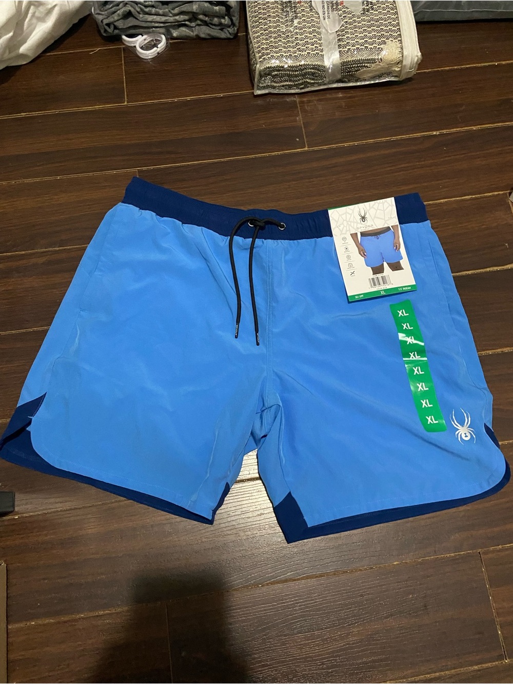 Spyder Swim Trunks Mens XL Blue Quick Dry 30+ UPF Stretch Lined Shorts